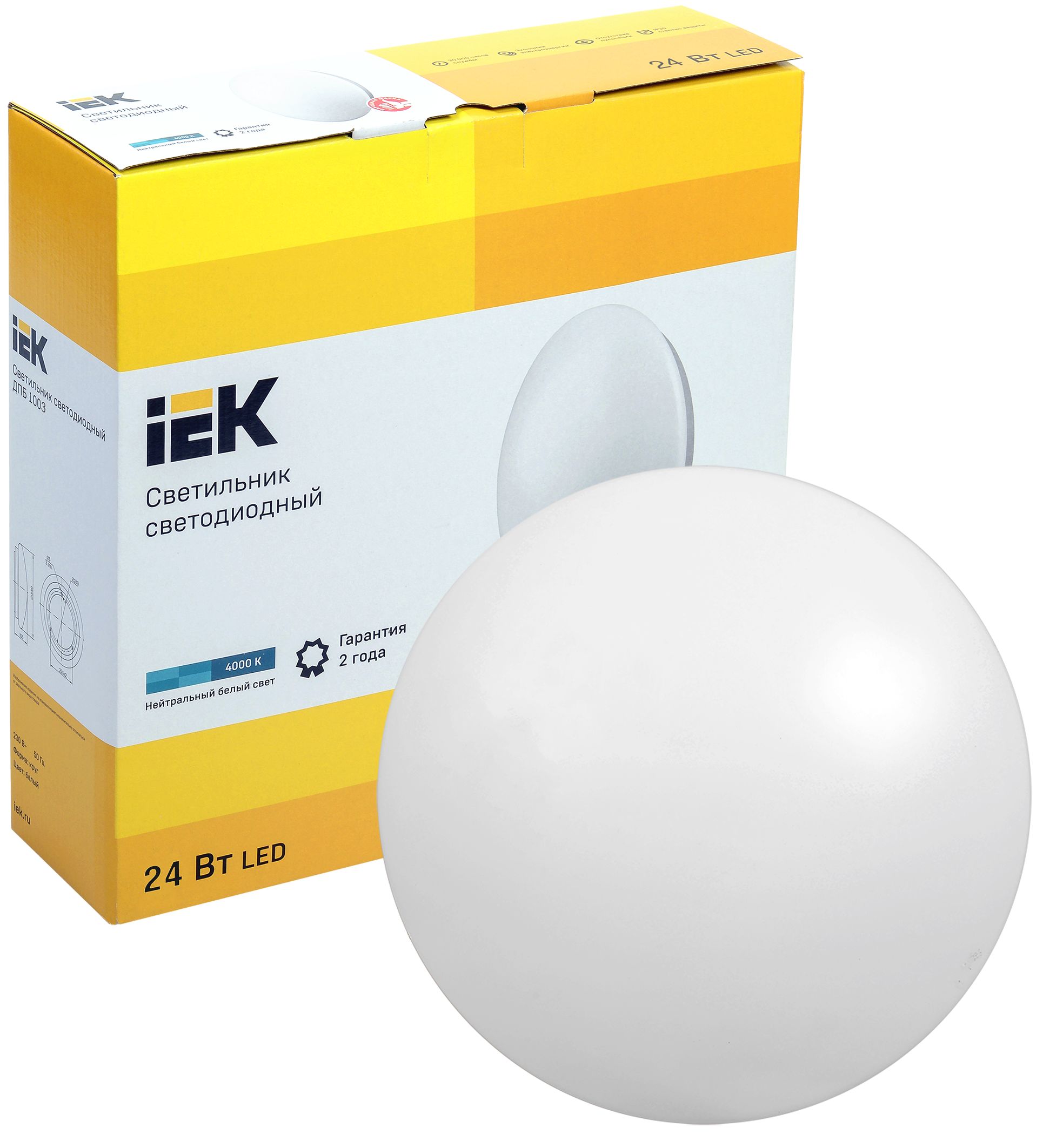             Шам LED ДПБ 1003 24Вт IP20 4000К шеңбер ақ ИЭК    