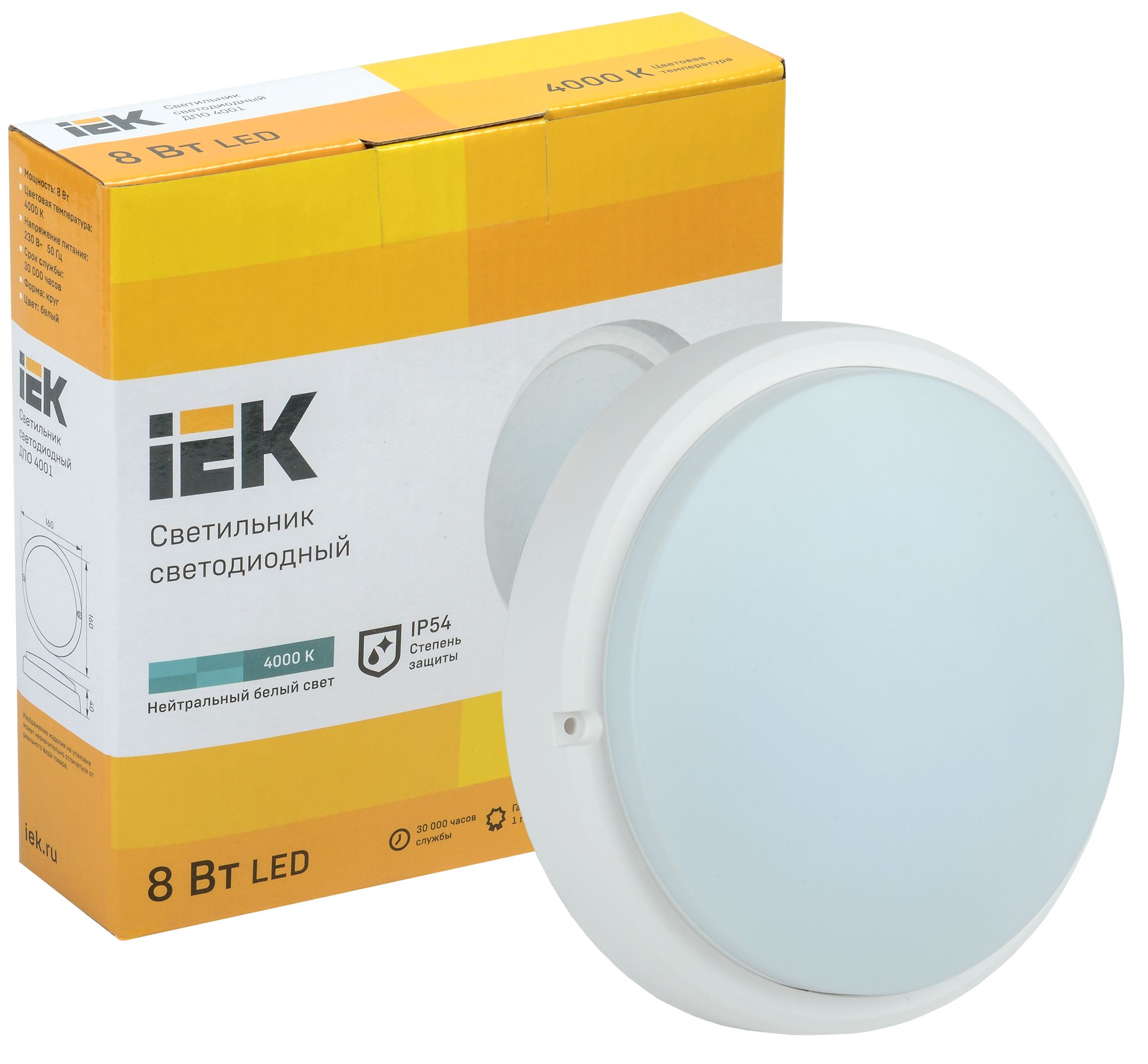             Шам LED ДПО 4001 8Вт IP54 4000K шеңбер ақ ИЭК    