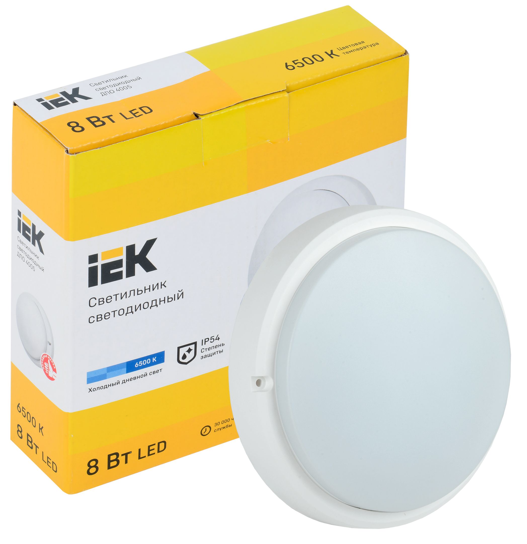             Шам LED ДПО 4005 8Вт IP54 6500K шеңбер ақ ИЭК    