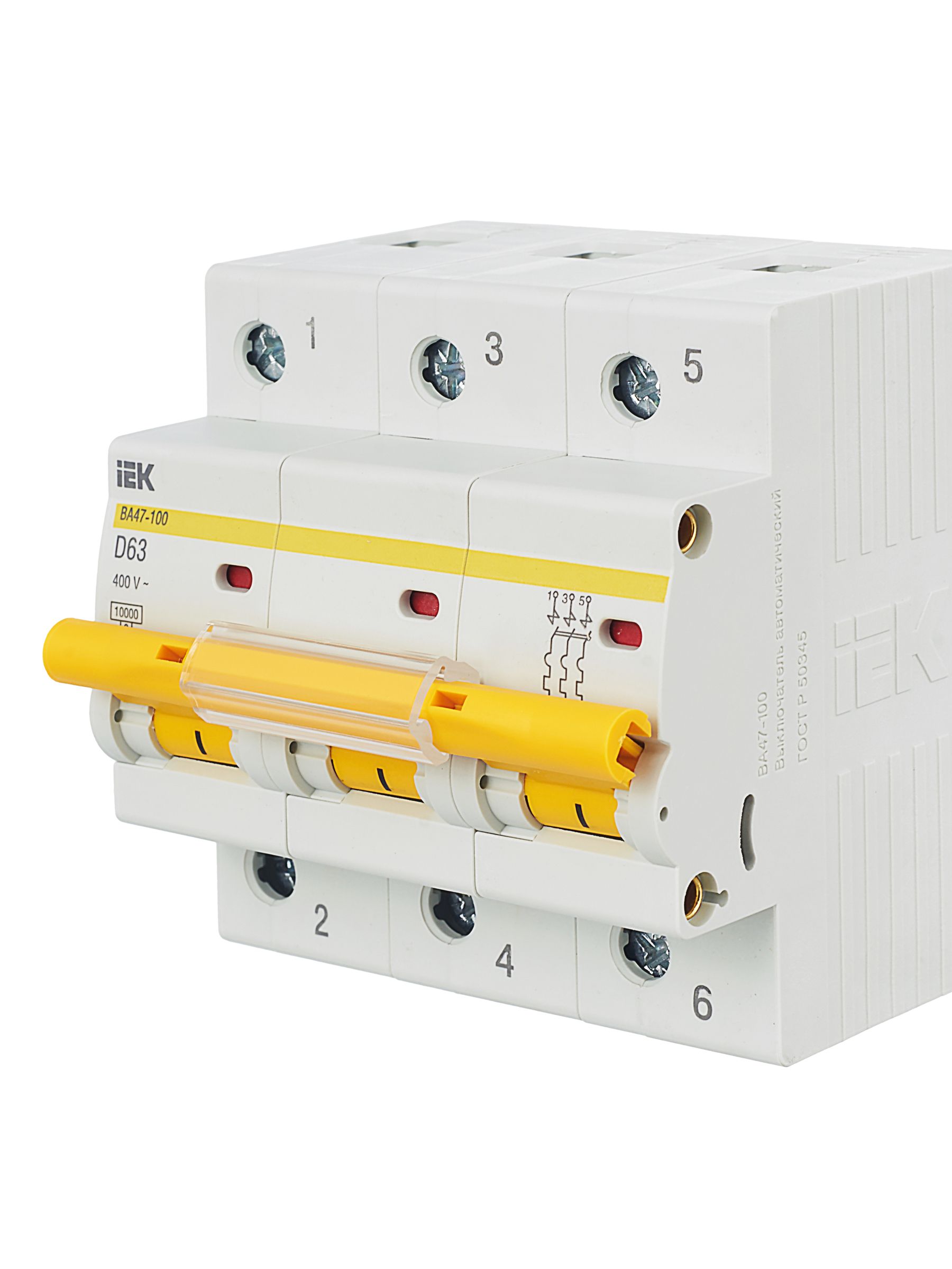             Автоматтық ажыратқыш 3Р ВА 47-100 63А 10кА D сипаттама ИЭК    