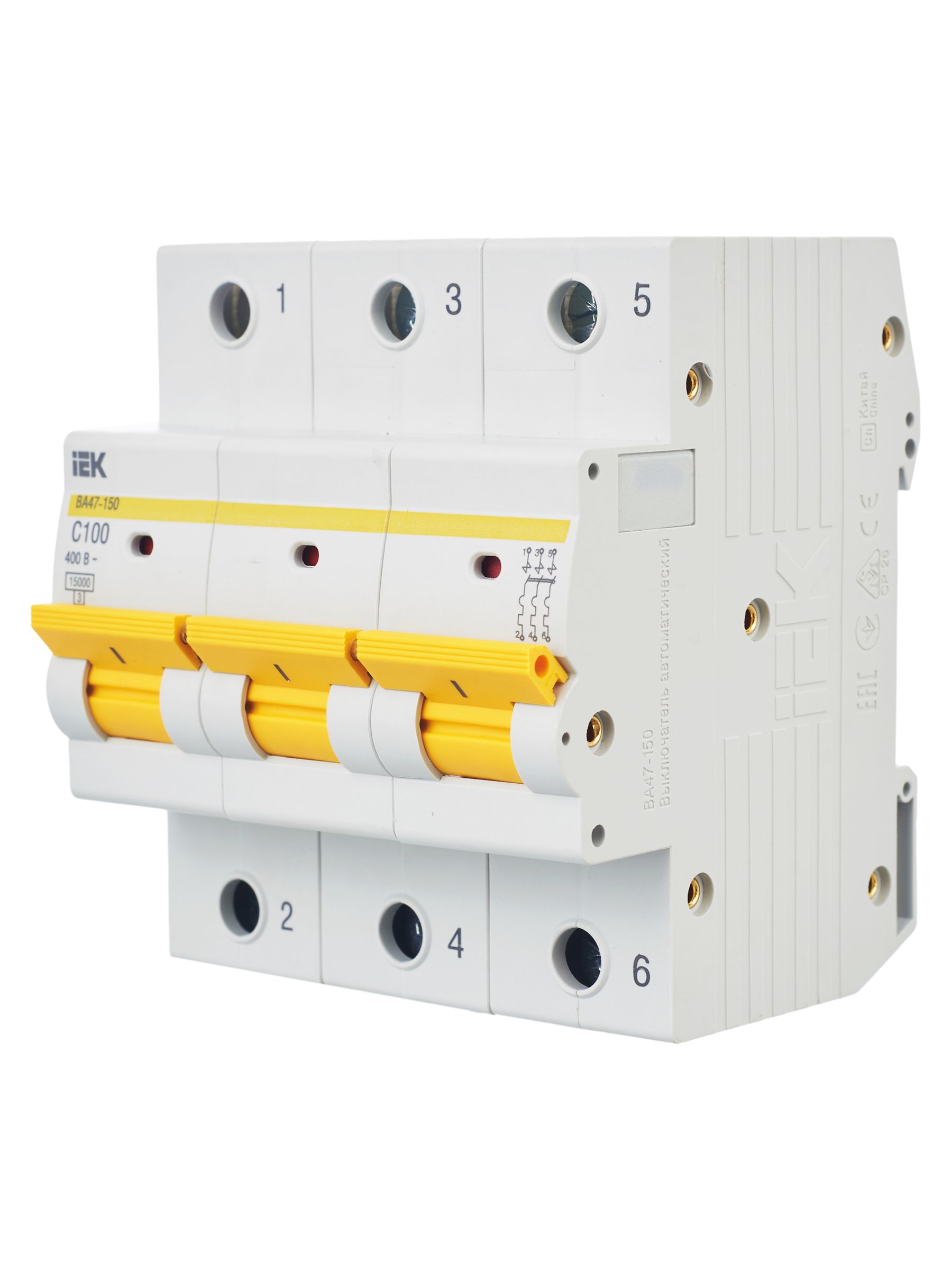             Автоматтық ажыратқыш 3Р ВА 47-150 100А 15кА сипаттама C  ИЭК    
