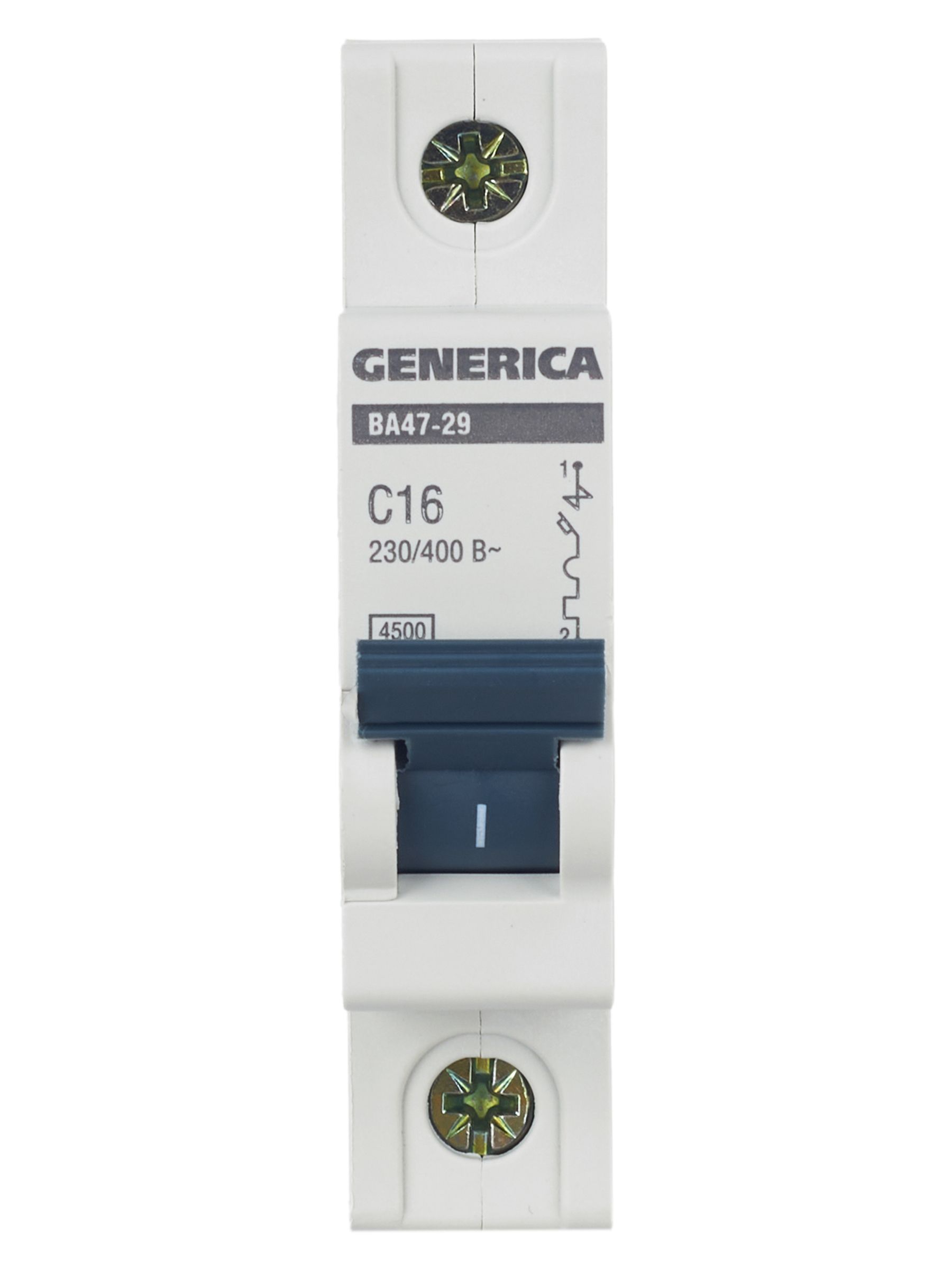             Автоматтық ажыратқыш 1Р ВА 47-29 16 А 4,5кА С сипаттама GENERICA ИЭК    