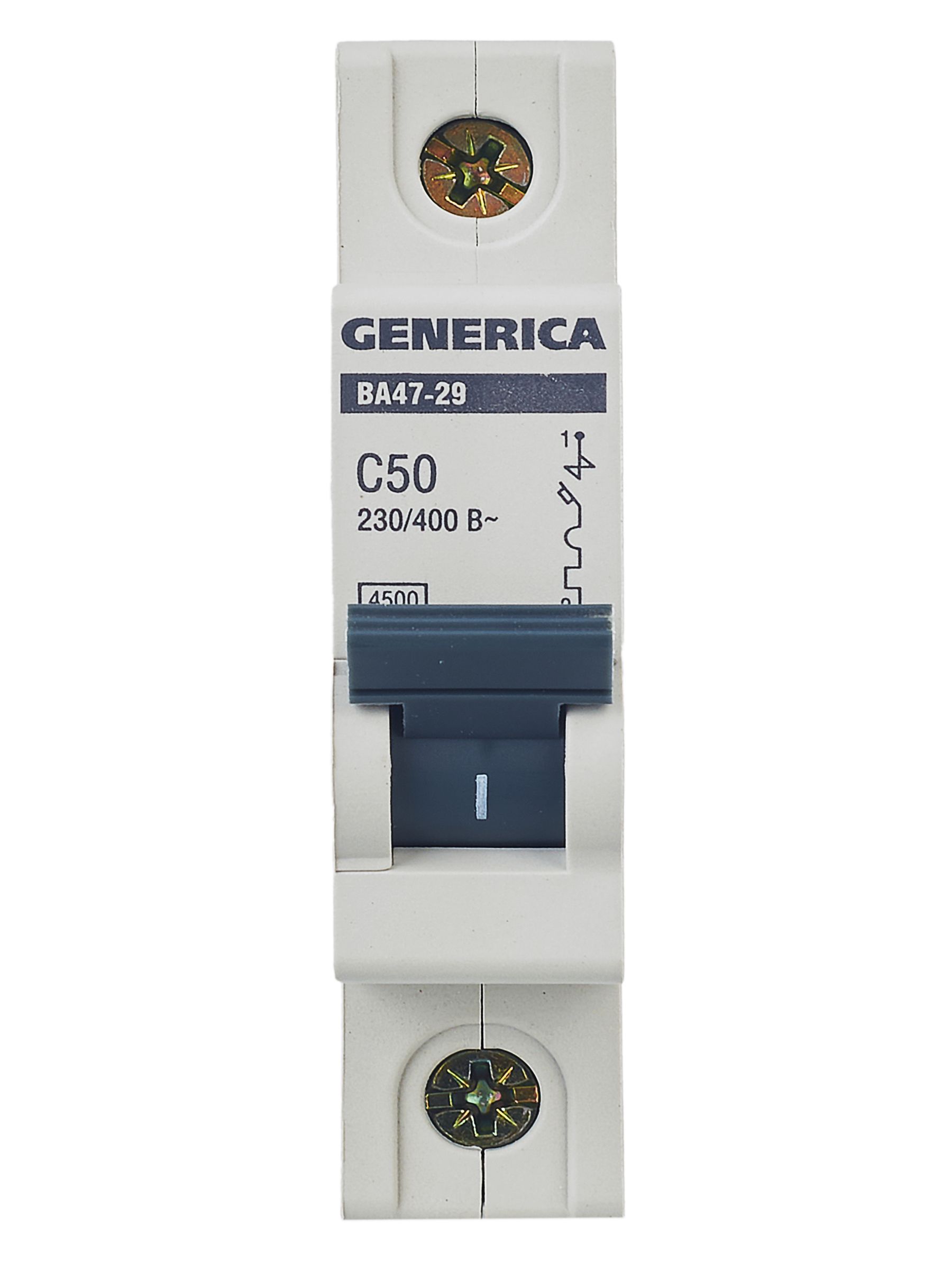             Автоматтық ажыратқыш 1Р ВА 47-29 50 А 4,5кА С сипаттама GENERICA ИЭК    