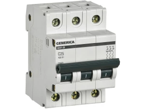 Автомат 3Р ВА 47-29 25 А 4,5кА х-ка С GENERICA ИЭК