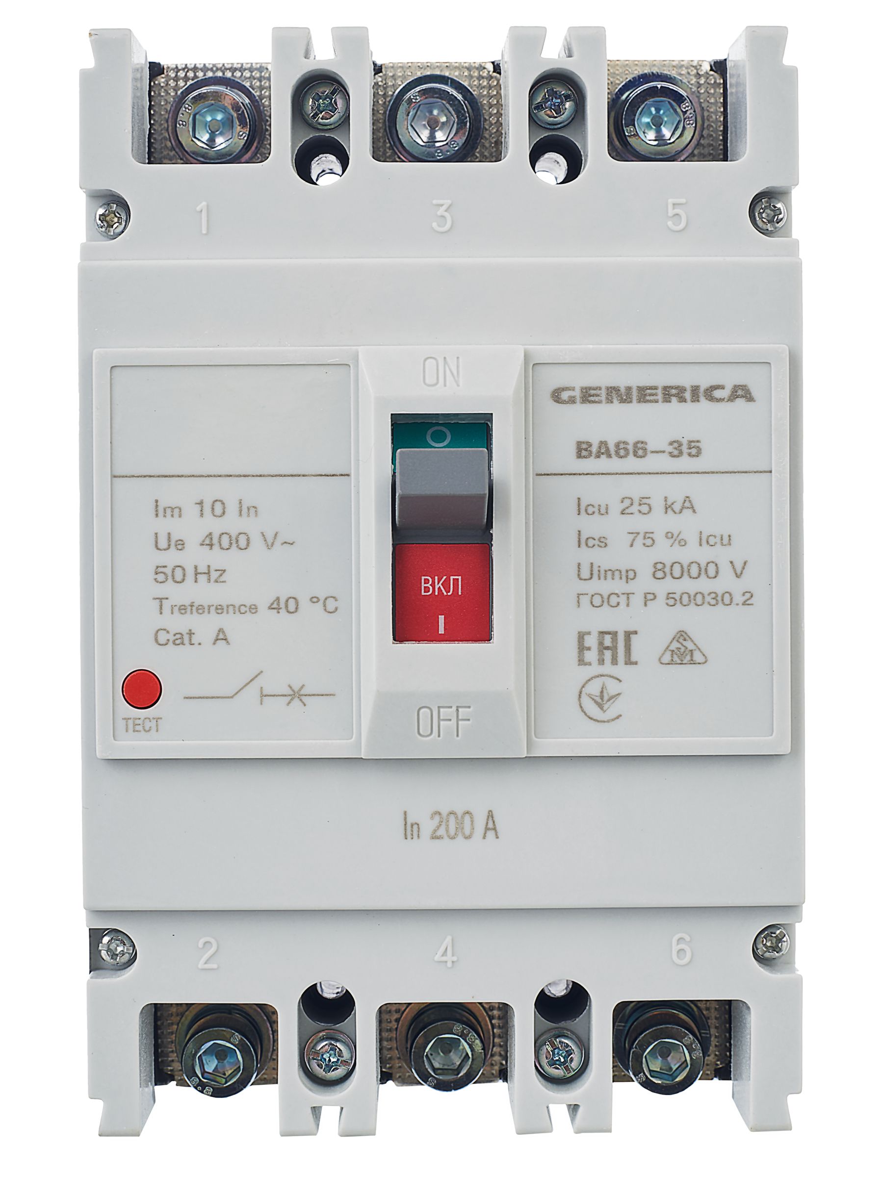            Автоматтық ажыратқыш ВА66-35 3Р 200А 25кА GENERICA ИЭК    