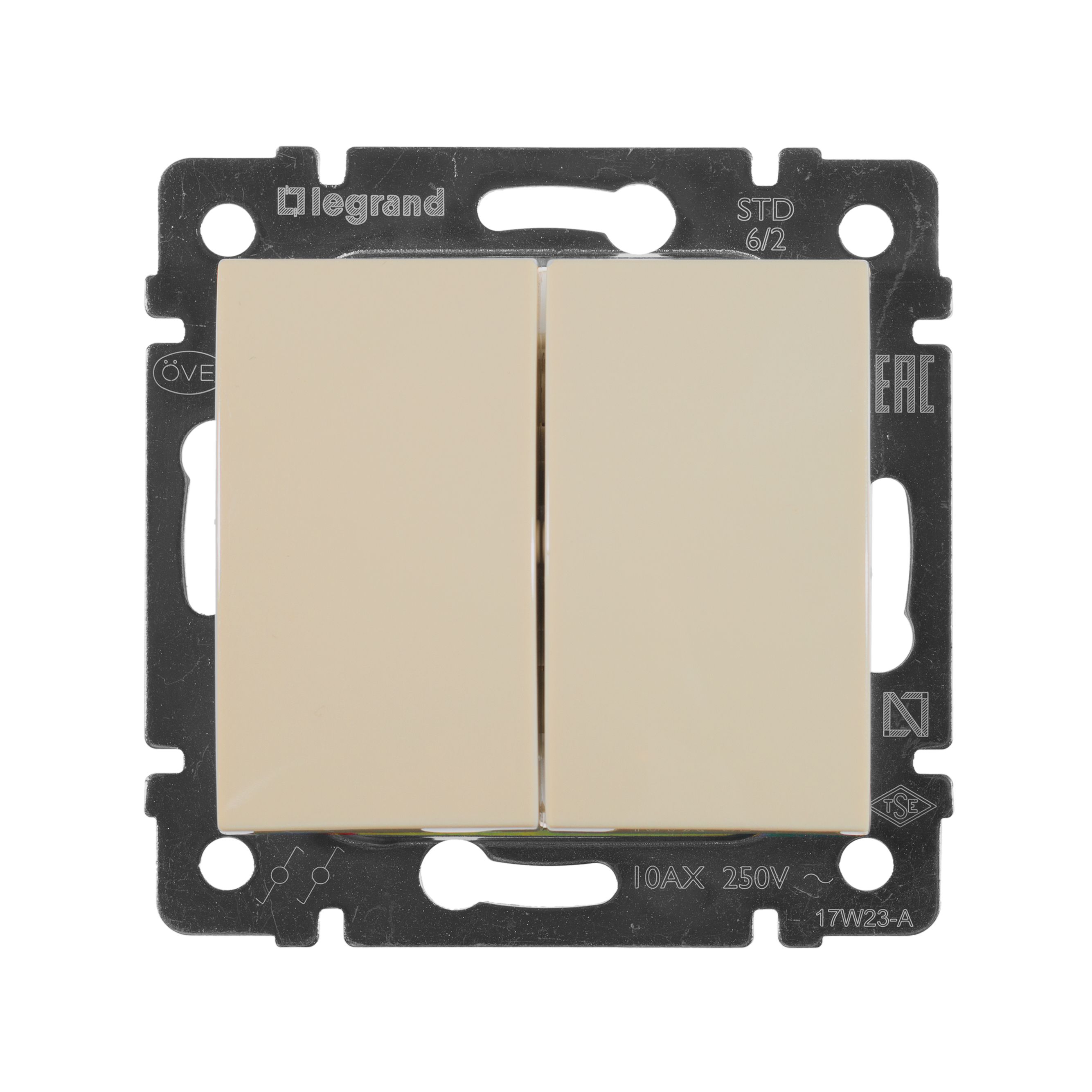             2 бағытқа 2-пернелі  ажыратып-қосқыш 10A СЛНК VLN    