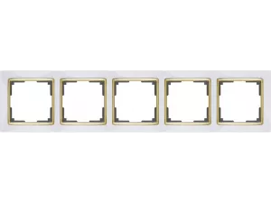 Рамка на 5 постов /WL03-Frame-05-white-GD (белый/золото)