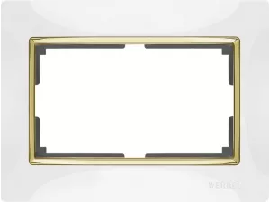 Рамка для двойной розетки /WL03-Frame-01-DBL-white-CD (белый/золото)