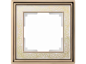 Рамка на 1 пост /WL77-Frame-01 (золото/белый)