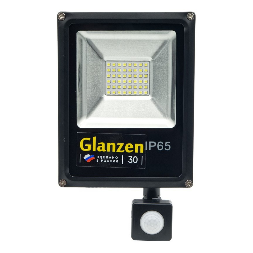 Қозғалыс сенсоры бар жарықдиодты прожектор GLANZEN FAD-0012-30 (30 Вт,6000К, SIP)