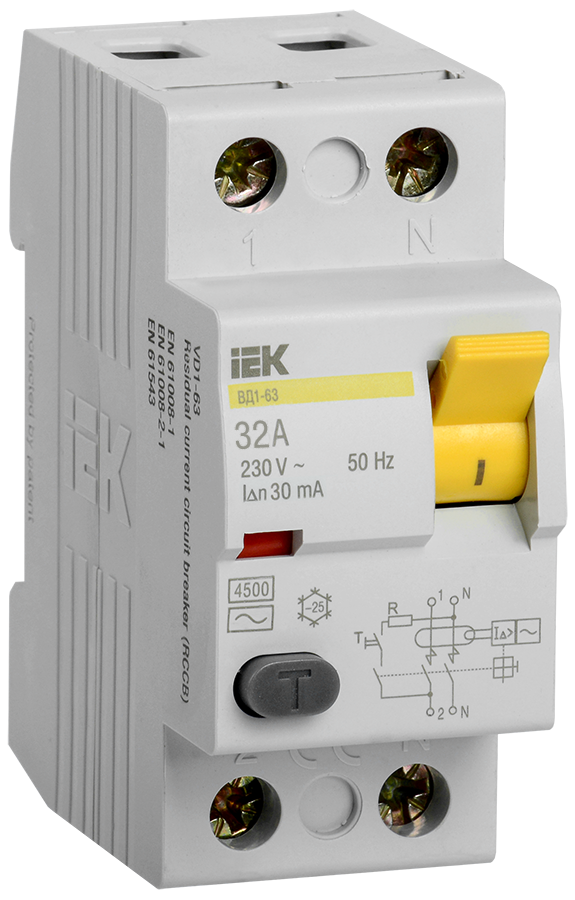 УЗО 2-полюс. 32 А 30 mA ИЭК