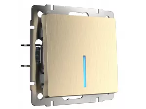 Выключатель одноклавишный проходной с подсветкой /WL10-SW-1G-2W-LED (шампань рифленый)