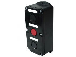 Пост управления ПКЕ 212-3 У3, 10А, 660В, 3 элемента, чёрный и красный цилиндр, накладной, IP40 (ЭТ)