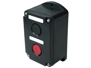 Пост управления ПКЕ 222-2 У2, 10А, 660В, 2 элемента, чёрный и красный цилиндр, накладной, IP54 (ЭТ)