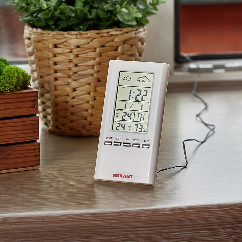             Бөлме-көшелі метеобекеті, сымды датчигі бар REXANT S3331SC  жабық көше    