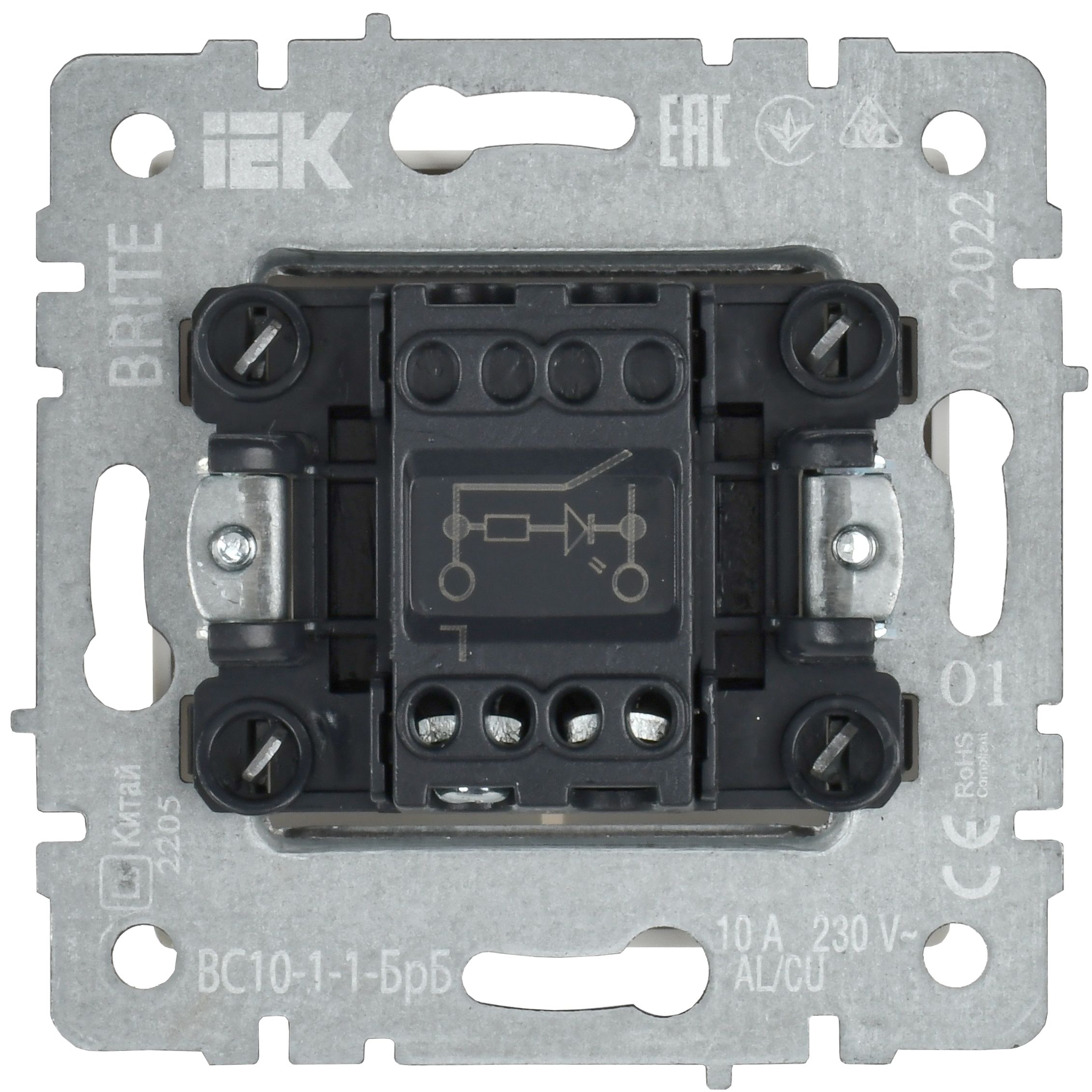             Индикациялы 1-пернелі ажыратқыш 10A ВС10-1-1-БрБ ақ BRITE ИЭК    