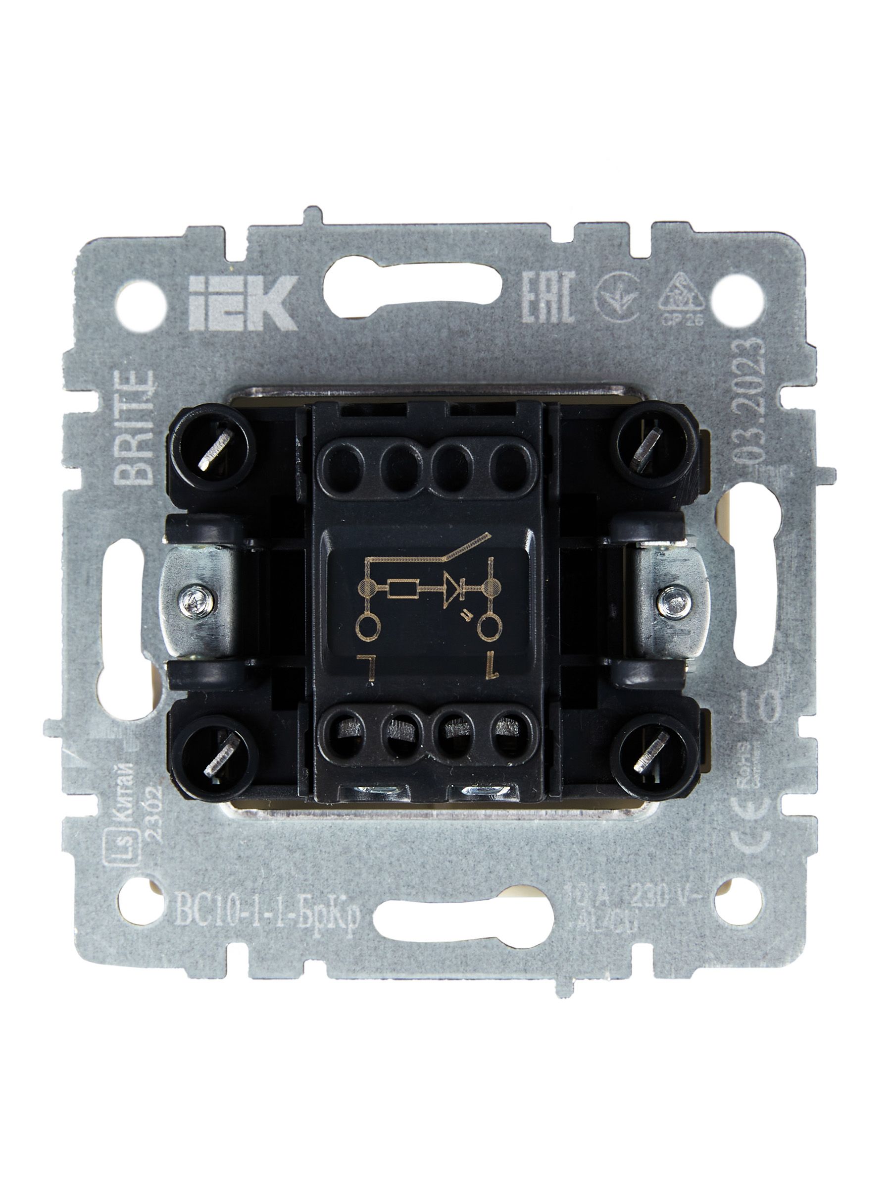             Индикациялы 1-пернелі ажыратқыш 10A ВС10-1-1-БрКр ақшыл BRITE ИЭК    