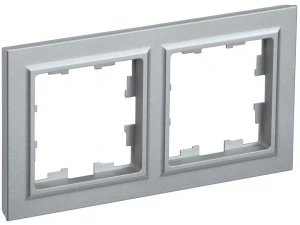 BRITE Рамка 2-местная РУ-2-БрА алюминий ИЭК