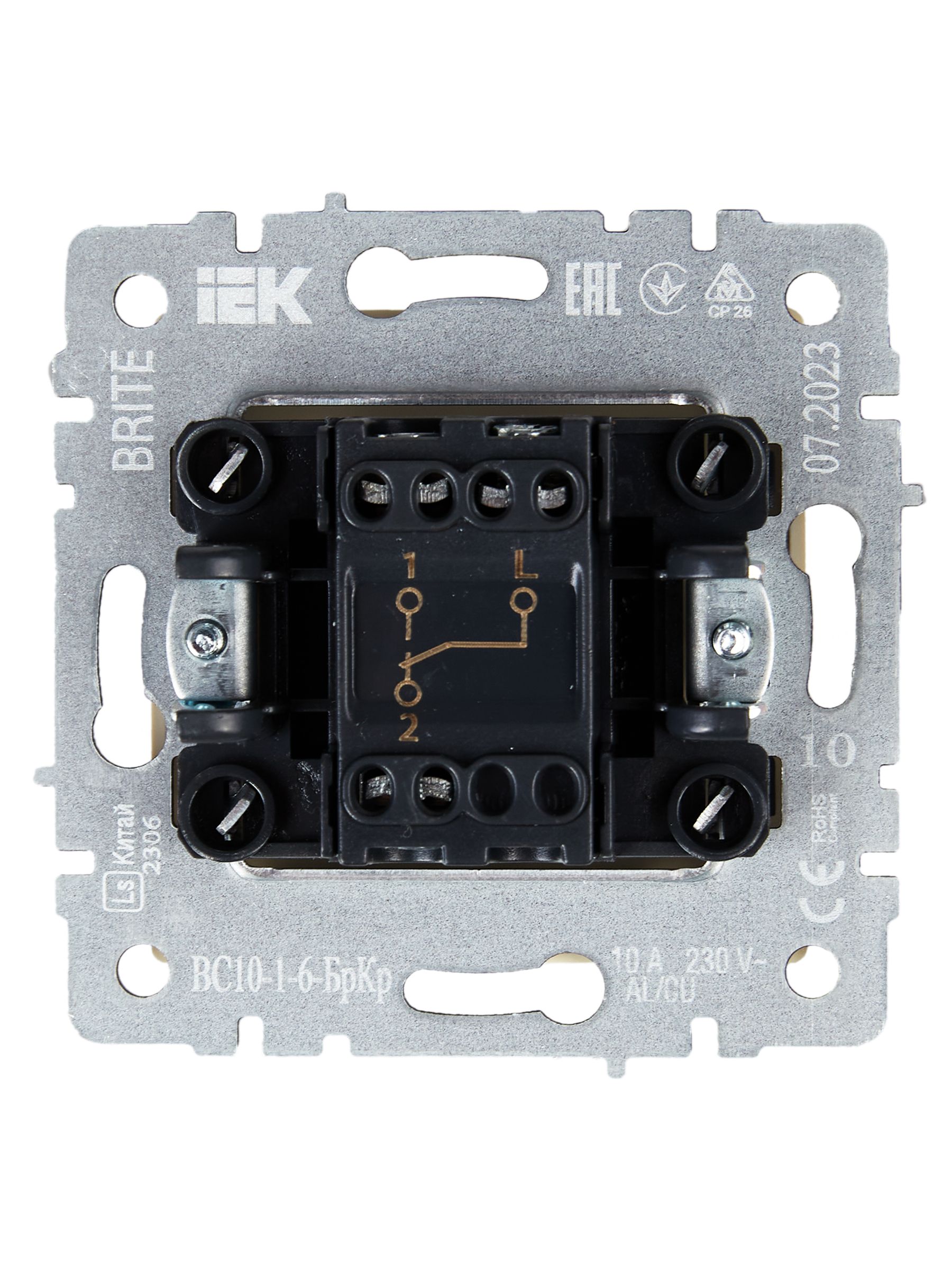             1-пернелі ажыратқыш, өтпелі 10A ВС10-1-6-БрКр ақшыл BRITE ИЭК    