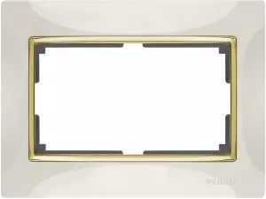 Рамка для двойной розетки /WL03-Frame-01-DBL-ivory-CD (слоновая кость/золото)