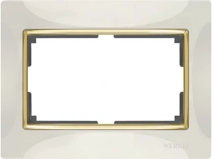 Рамка для двойной розетки /WL03-Frame-01-DBL-ivory-CD (слоновая кость/золото)