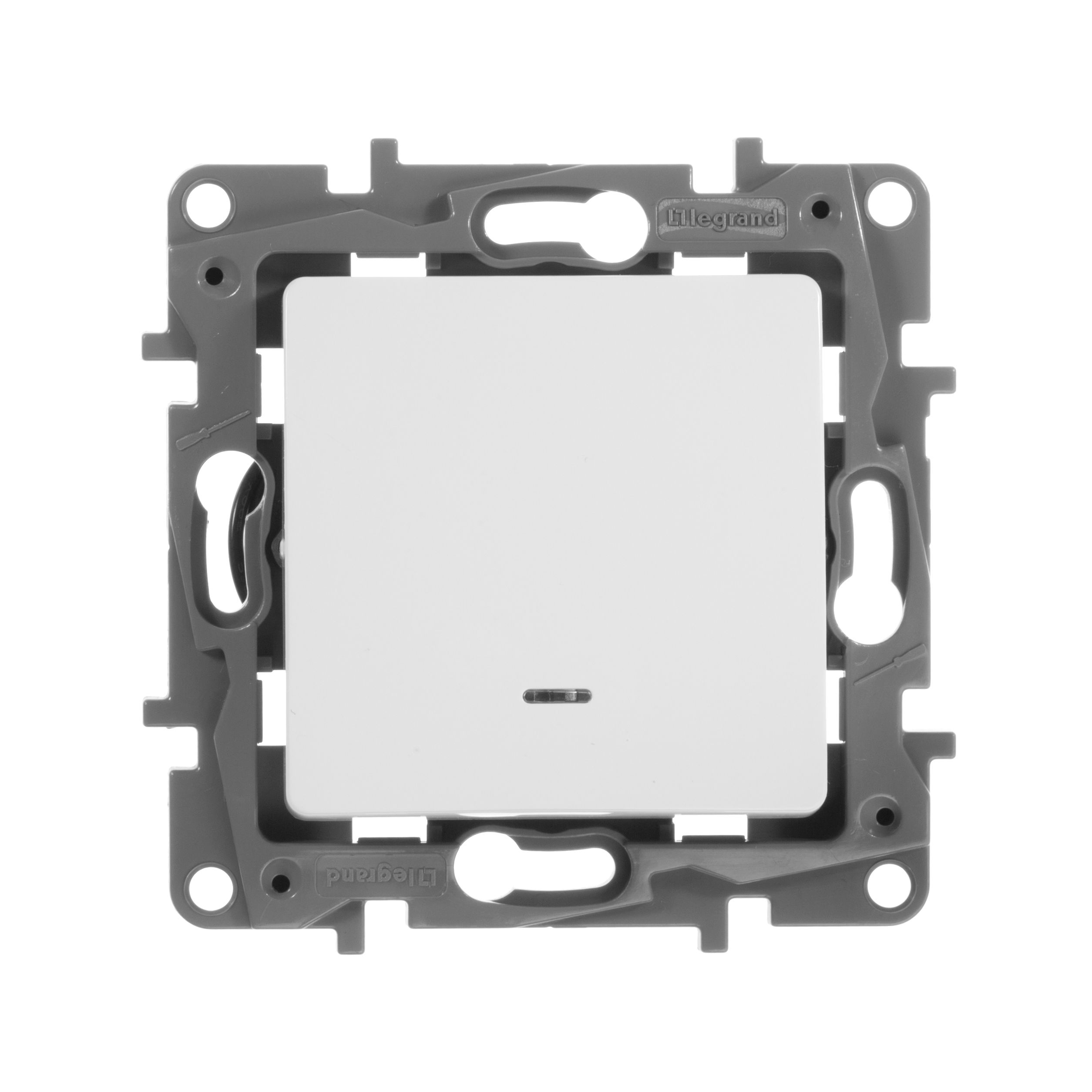             Ажыратқыш 1-пернелі көмескі жарығымен 10АХ винтовые ақ /672203/    