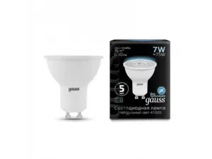 Лампа Gauss MR16 7W 630lm 4100K GU10 LED 1/10/100