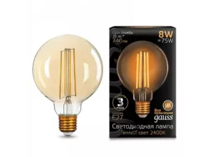 Лампа Gauss Filament G95 8W 740lm 2400K E27 golden LED 1/20