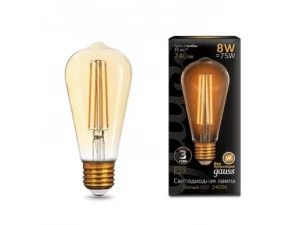 Лампа Gauss Filament ST64 8W 740lm 2400K E27 golden LED 1/10/40