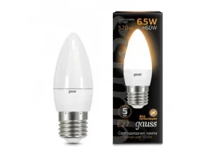 Лампа Gauss Свеча 6.5W 520lm 3000K E27 LED 1/10/100