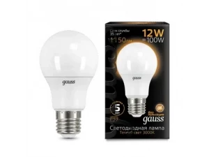 Лампа Gauss A60 12W 1150lm 3000K E27 LED 1/10/50