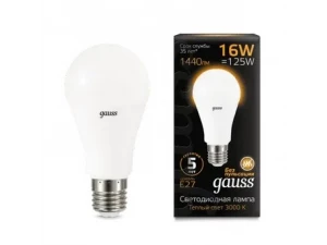 Лампа Gauss A60 16W 1440lm 3000K E27 LED 1/10/50