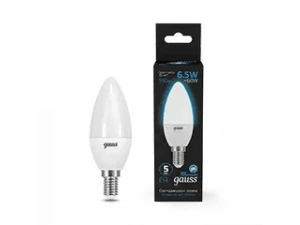 Лампа Gauss Свеча 6.5W 550lm 6500K E14 LED 1/10/100