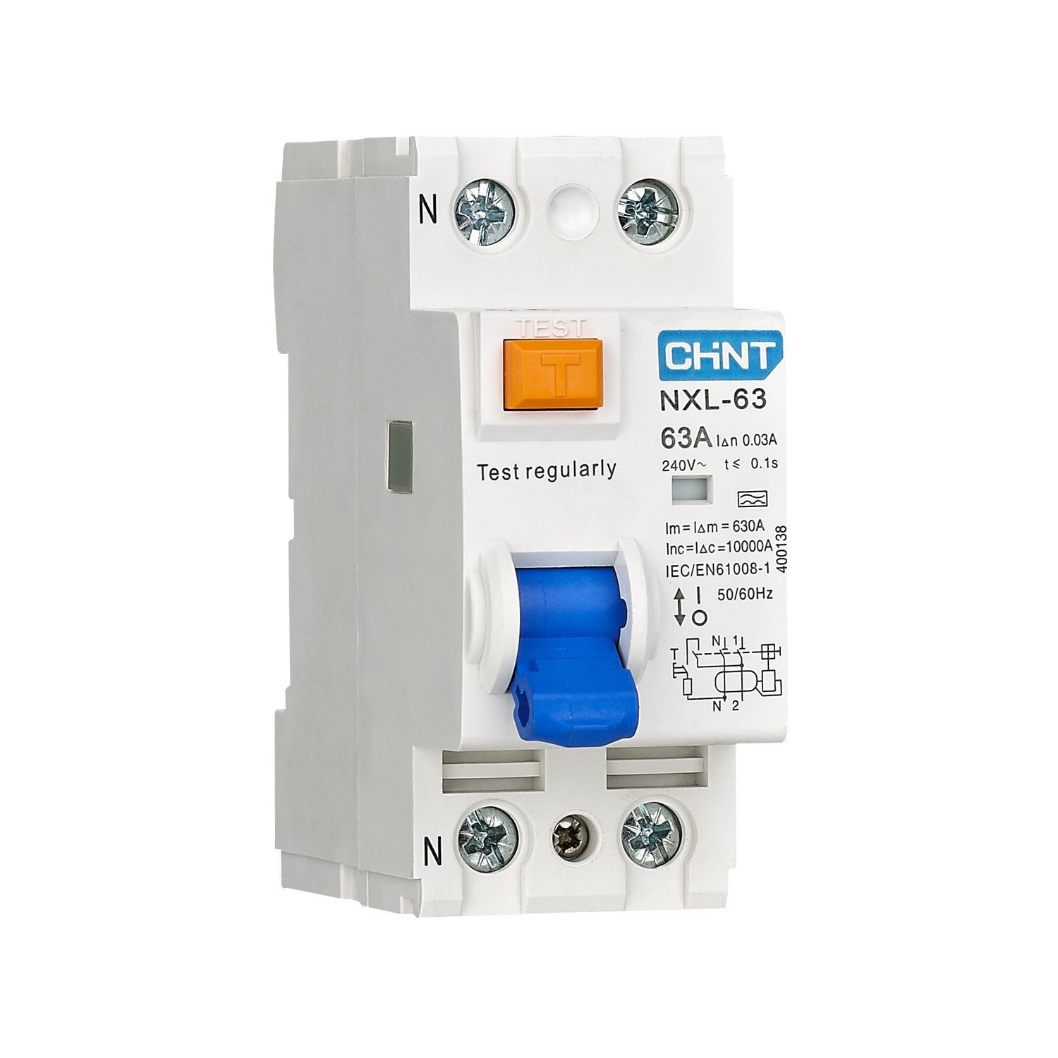             УЗО NXL-63 6kA 1P+N 32A 30mA AC (R) (CHINT) 280722    
