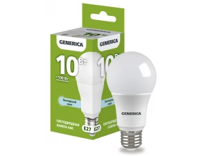 Лампа светодиодная A60 груша 10Вт 230В 6500К E27 GENERICA ИЭК