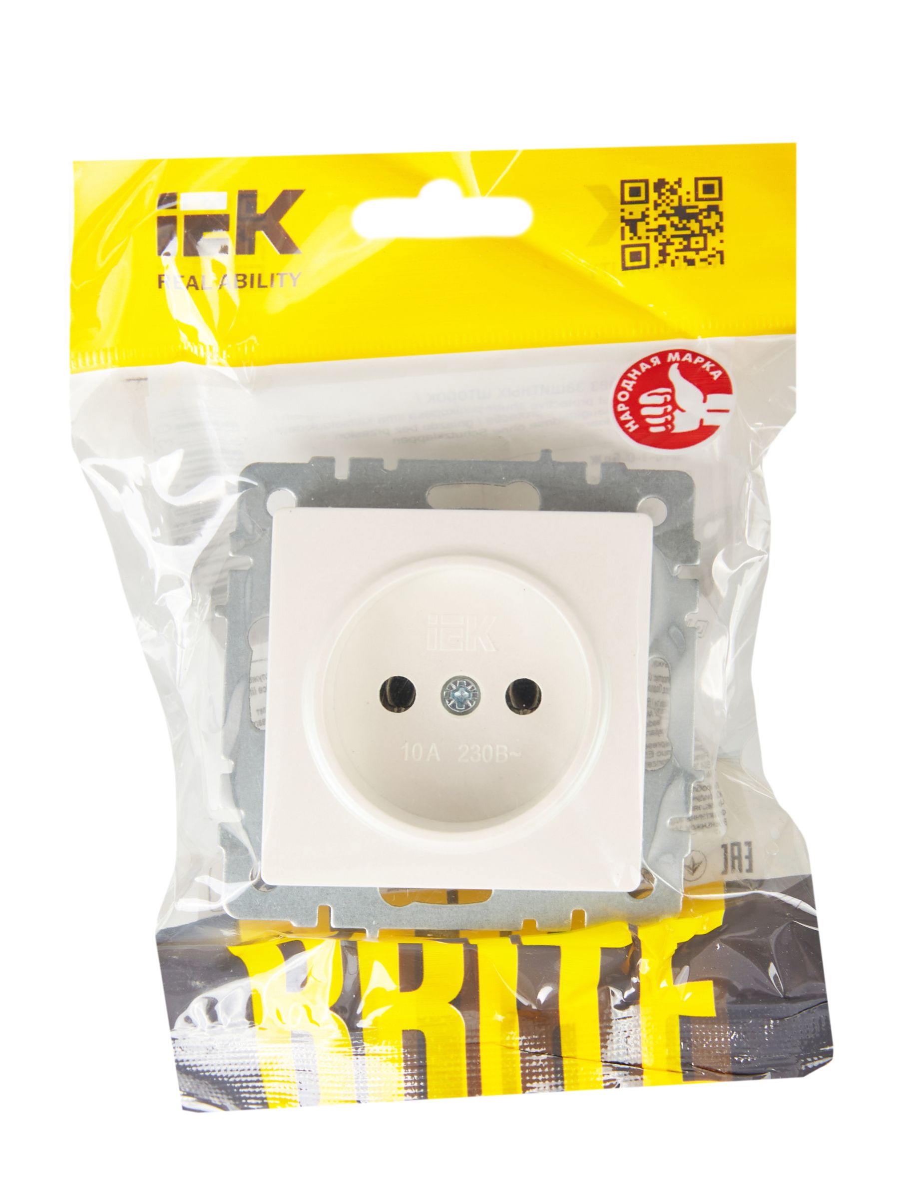             BRITE 1 ұялы жерлендірусіз перделері жоқ  розетка 10А РС10-1-0-БрЖ інжу ИЭК    