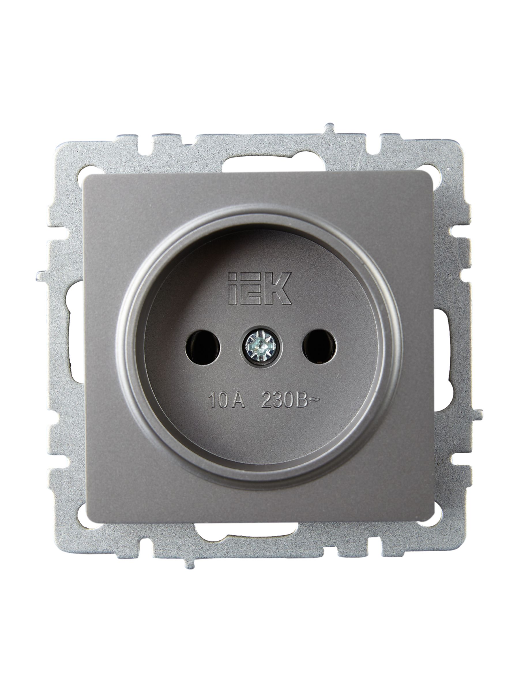             BRITE 1 ұялы жерлендірусіз перделері жоқ  розетка 10А РС10-1-0-БрС болат ИЭК    