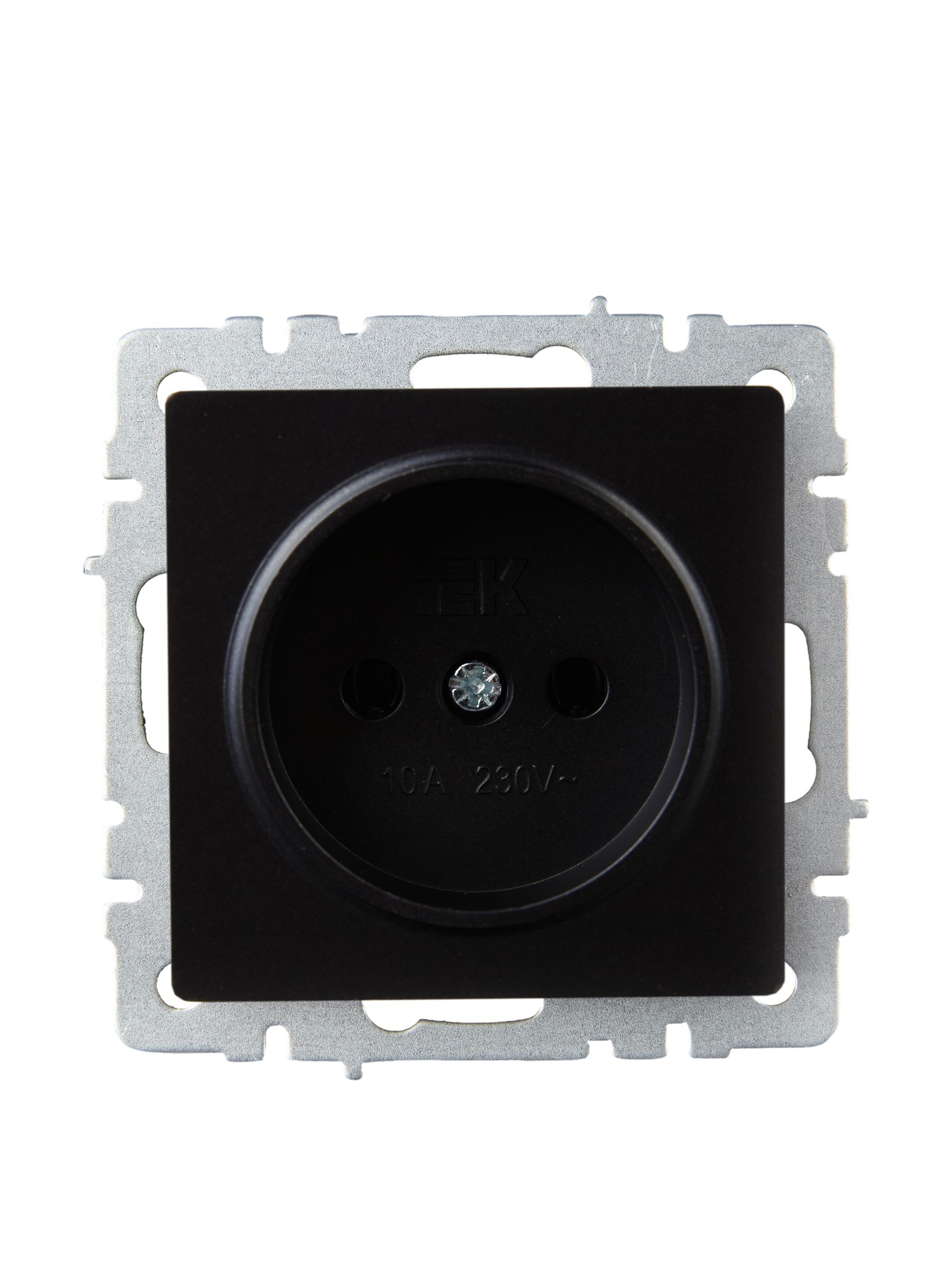             BRITE 1 ұялы жерлендірусіз перделері жоқ  розетка 10А РС10-1-0-БрЧ қара ИЭК    