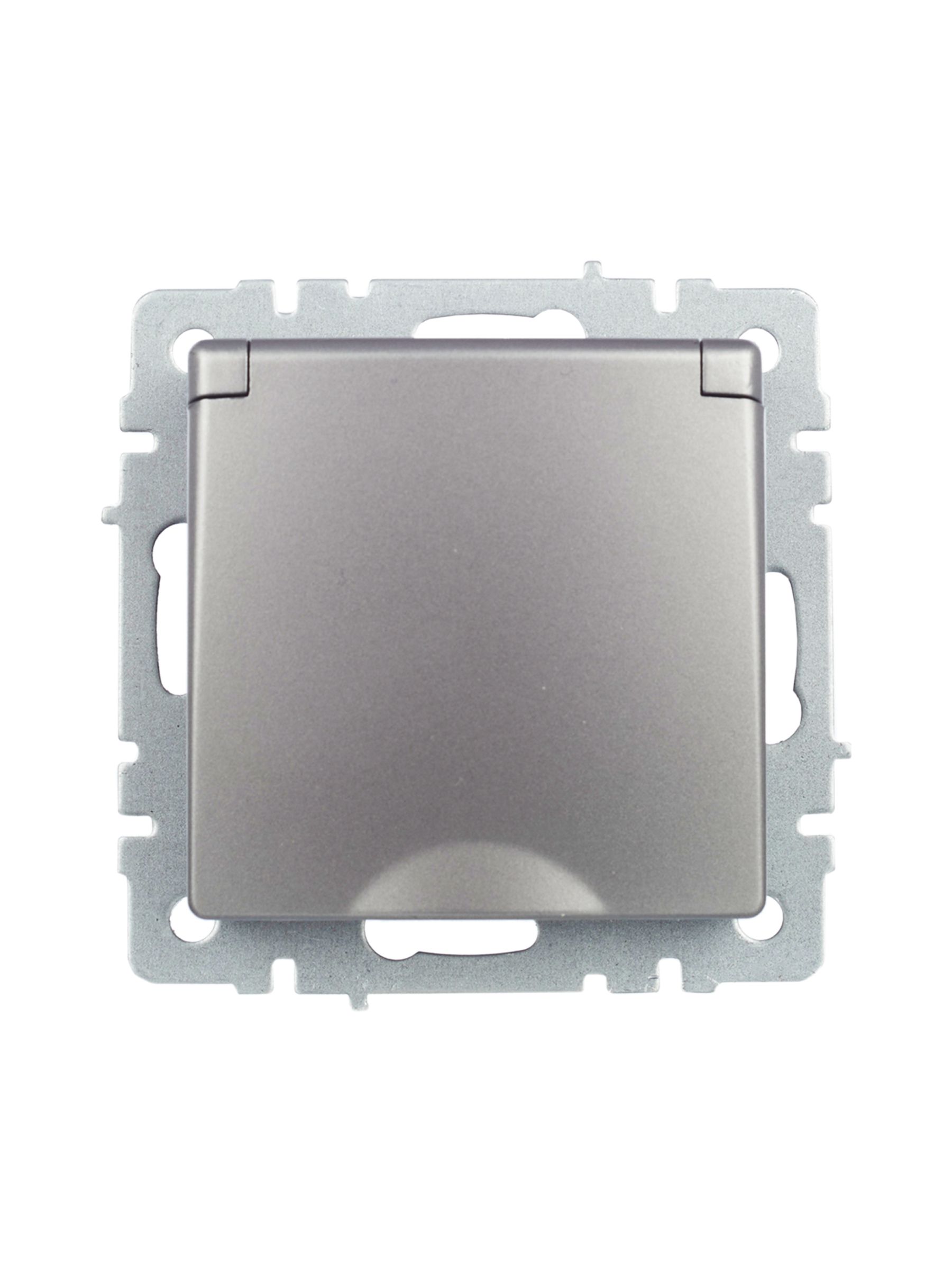             BRITE 1 ұялы жерлендірумен қақпақ мен перделері бар розетка 16А IP20 РСбш10-3-БрС болат ИЭК    