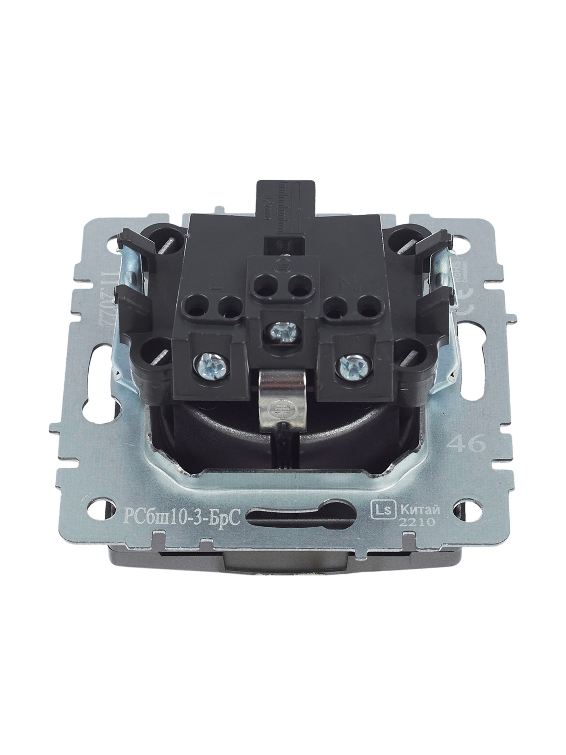             BRITE 1 ұялы жерлендірумен қақпақ мен перделері бар розетка 16А IP20 РСбш10-3-БрС болат ИЭК    