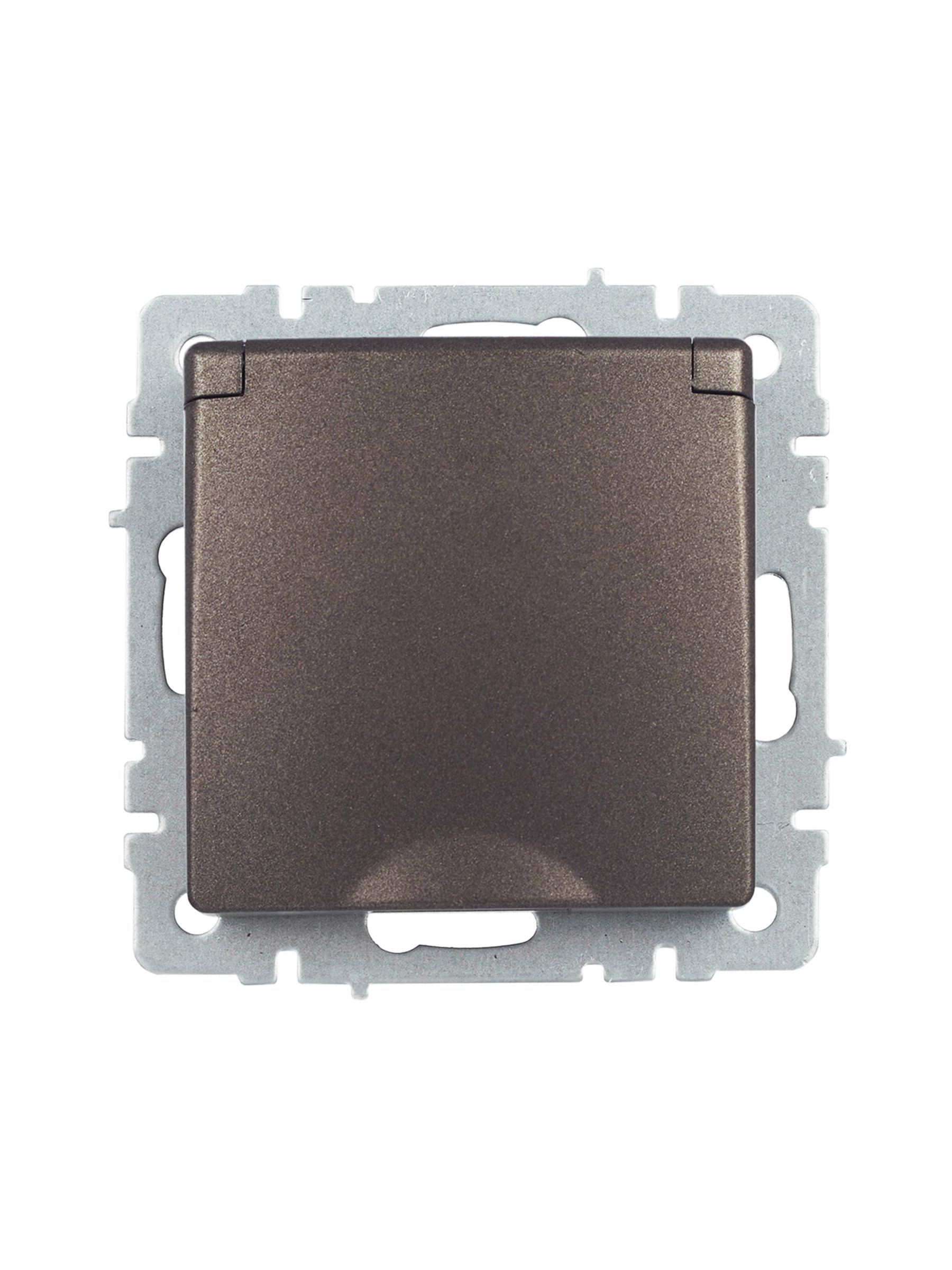             BRITE 1 ұялы жерлендірумен қақпақ мен перделері бар розетка 16А IP20 РСбш10-3-БрТБ қара қола ИЭК    
