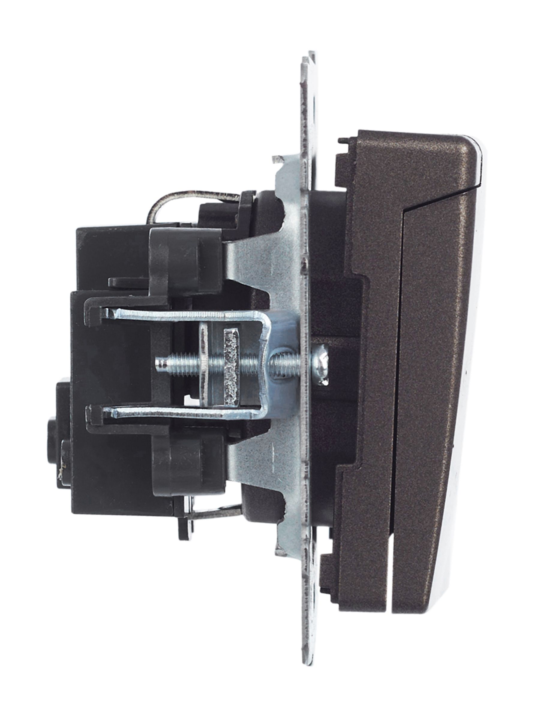             BRITE 1 ұялы жерлендірумен қақпақ мен перделері бар розетка 16А IP20 РСбш10-3-БрТБ қара қола ИЭК    