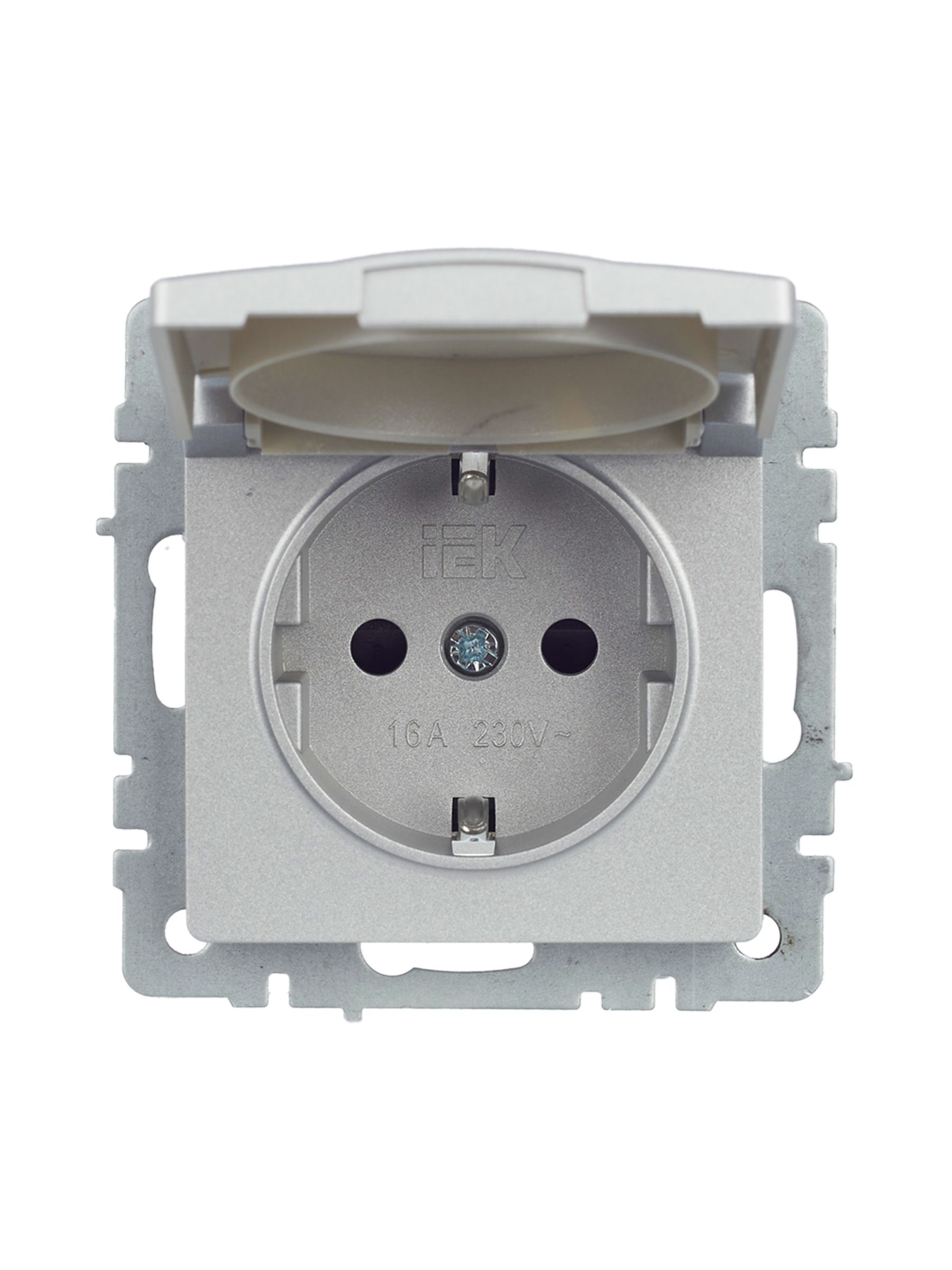             BRITE 1 ұялы жерлендірумен қақпақ мен перделері бар розетка 16А IP44 РСбш10-3-44-БрА алюминий ИЭК    
