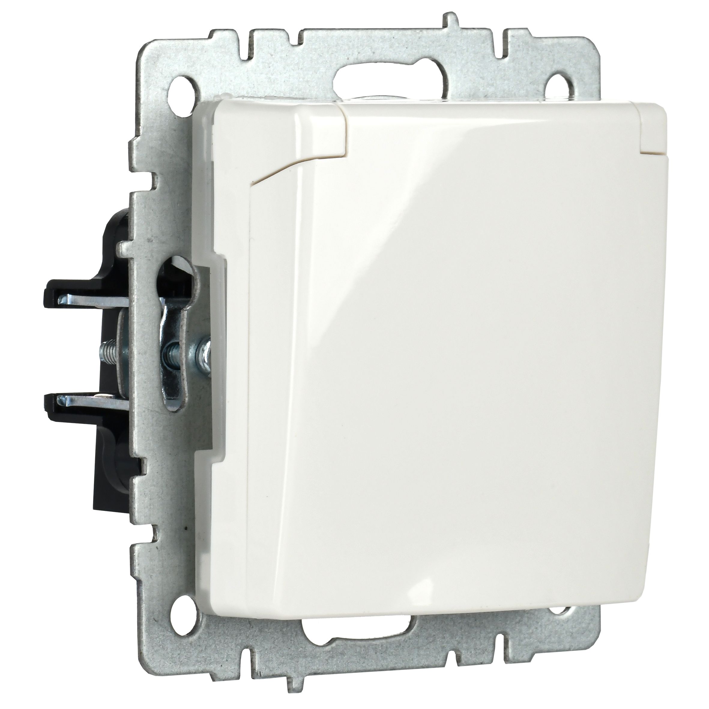             BRITE 1 ұялы жерлендірумен қақпақ мен перделері бар розетка 16А IP44 РСбш10-3-44-БрБ ақ ИЭК    