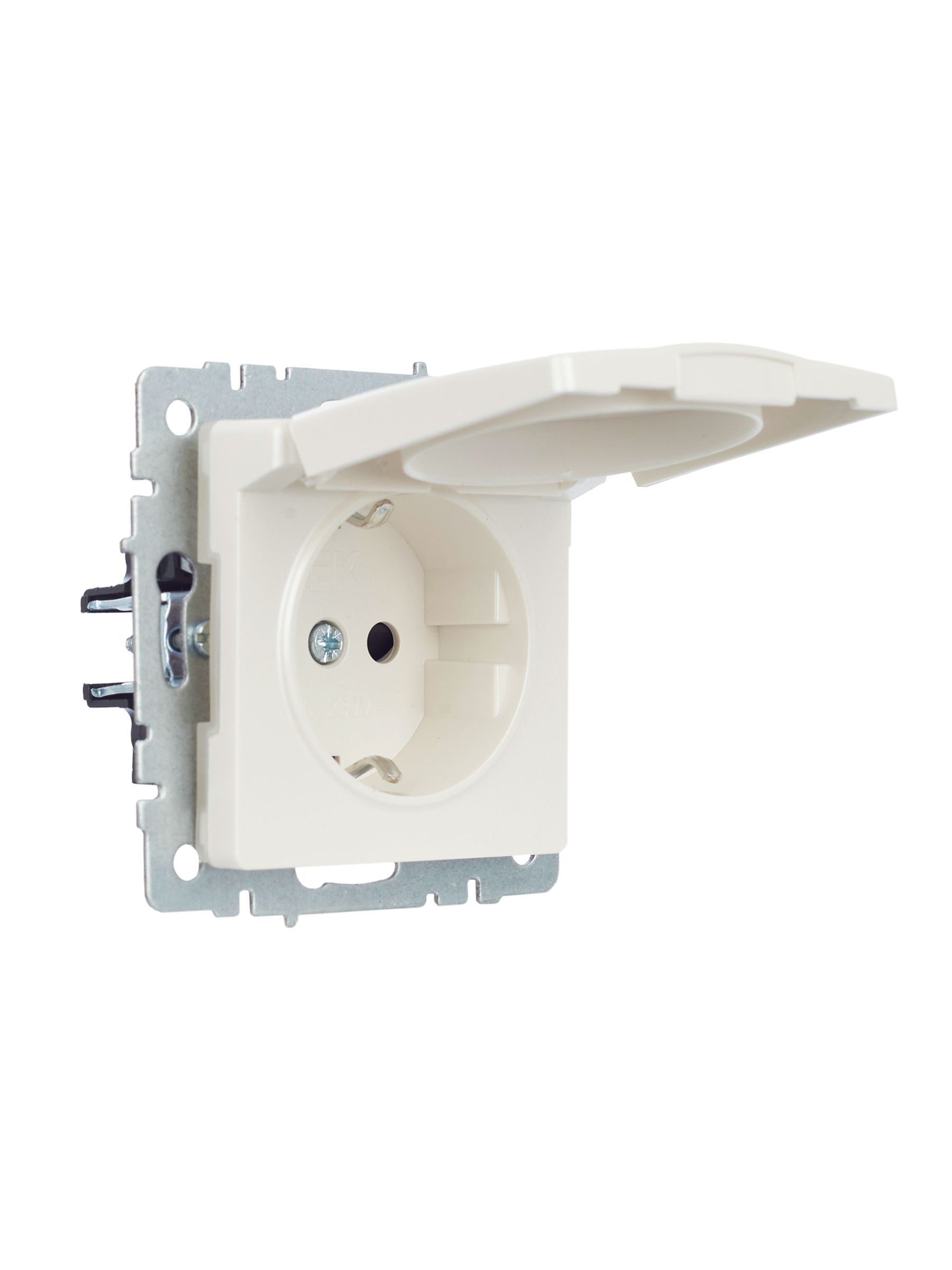             BRITE 1 ұялы жерлендірумен қақпақ мен перделері бар розетка 16А IP44 РСбш10-3-44-БрЖ інжу    