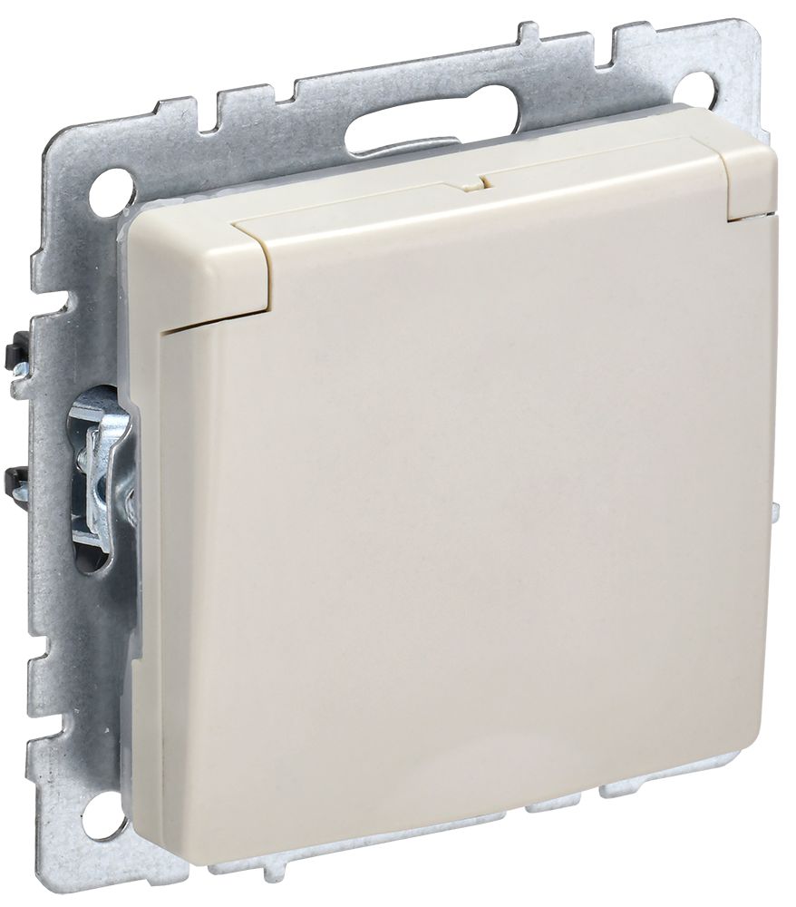             BRITE 1 ұялы жерлендірумен қақпақ мен перделері бар розетка 16А IP44 РСбш10-3-44-БрКр сарғыш ИЭК    