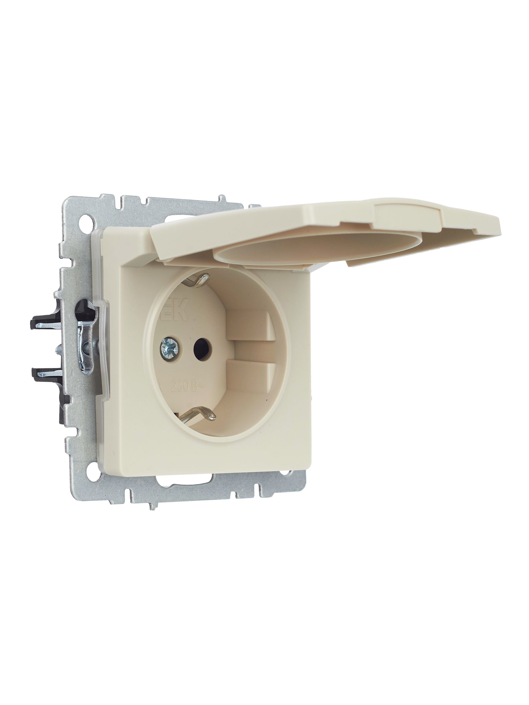             BRITE 1 ұялы жерлендірумен қақпақ мен перделері бар розетка 16А IP44 РСбш10-3-44-БрКр сарғыш ИЭК    