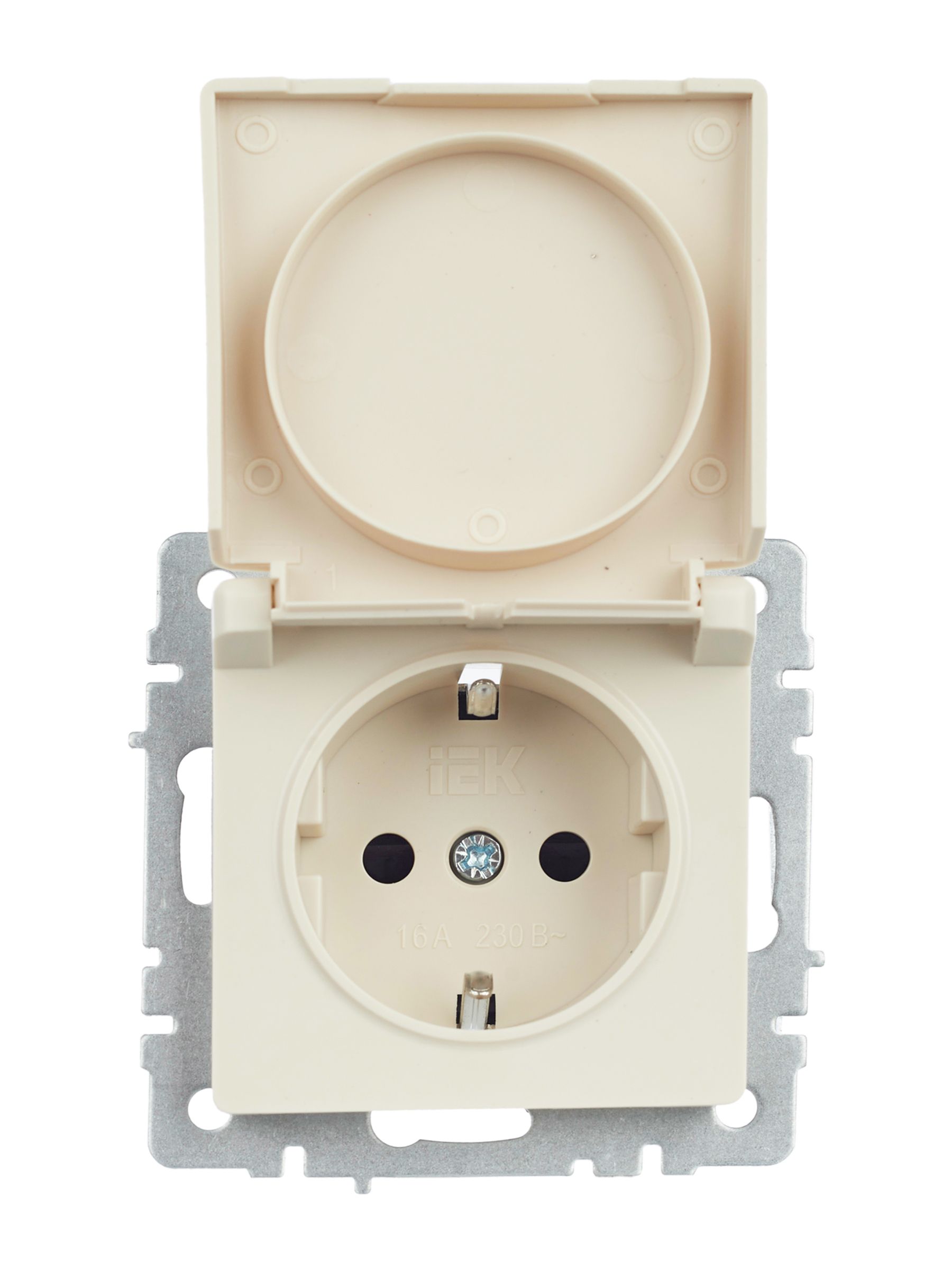             BRITE 1 ұялы жерлендірумен қақпақ мен перделері бар розетка 16А IP44 РСбш10-3-44-БрКр сарғыш ИЭК    