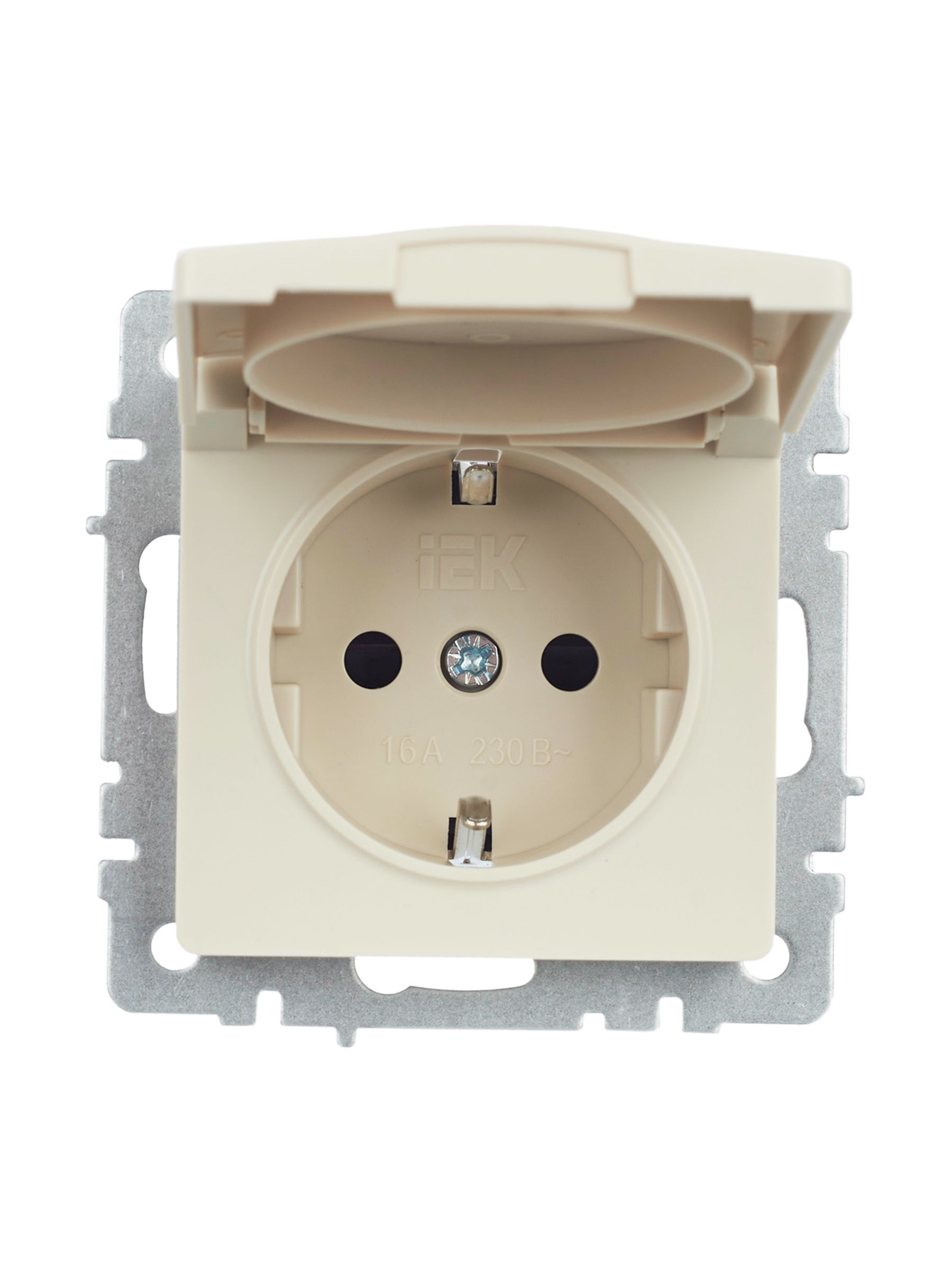             BRITE 1 ұялы жерлендірумен қақпақ мен перделері бар розетка 16А IP44 РСбш10-3-44-БрКр сарғыш ИЭК    