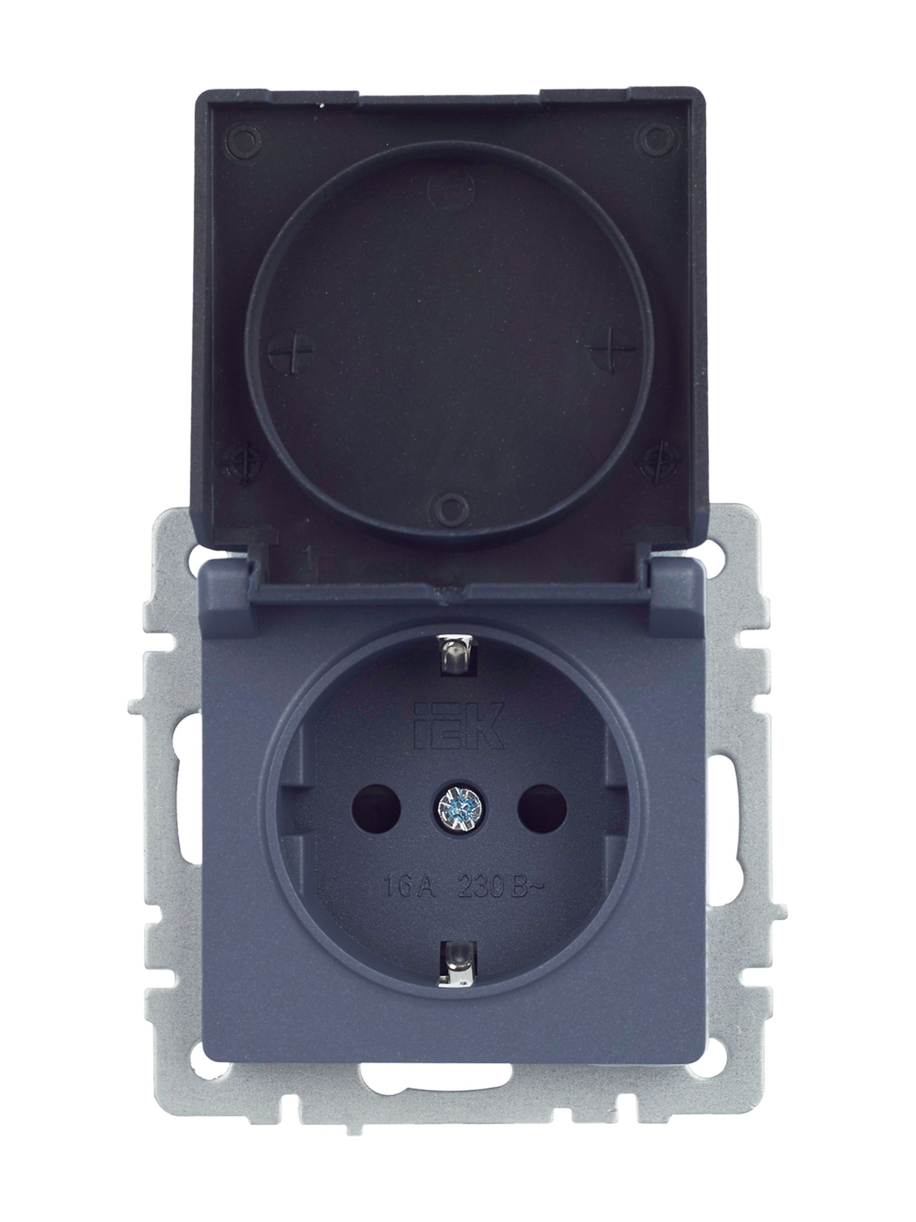             BRITE 1 ұялы жерлендірумен қақпақ мен перделері бар розетка 16А IP44 РСбш10-3-44-БрМ маренго ИЭК    